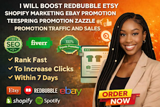 boost promoote redbubble etsy shopify ebay teespring zazzle traffic and sales