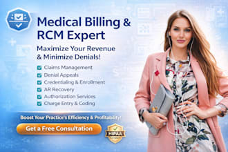handle medical billing and rcm services including claims, deniels, credentialing