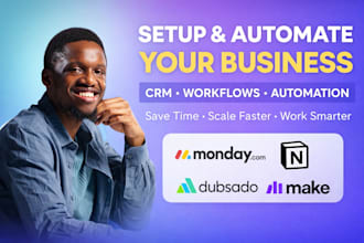 setup monday CRM monday com notion dubsado make com automation monday automation