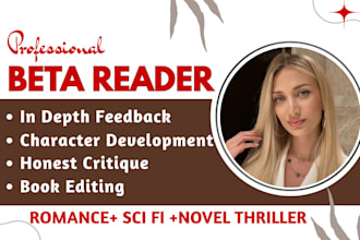 be your romance beta reader, sci fi beta reader, novel thriller beta reader