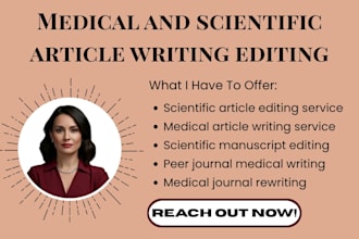 medical and scientific article writing editing and rewriting for peer journals