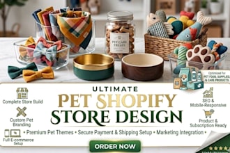 design pet shopify store dog food website pet care products shopify store