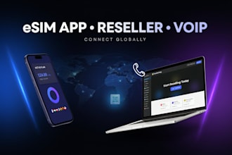 develop esim app, esim reseller app, esim website and voip provider website