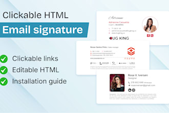 create clickable HTML email signature for gmail, outlook and apple mail