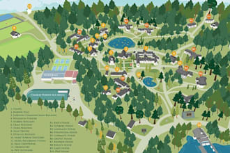 design a custom 3d isometric or 2d map illustration