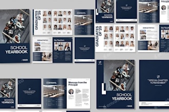 design school yearbook memory book brochure and sports or wedding album designs