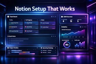 notion setup notion template productivity system notion dashboard crm notion