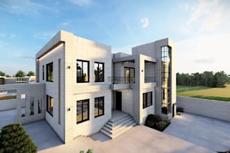 render 3d old house to modern house, duplex villa exterior, brick house with cgi