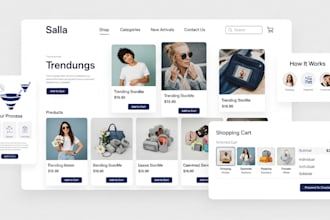 build and customize salla ecommerce website with product upload  sales funnel