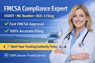 handle your fmcsa compliance usdot mc number and boc3 filing