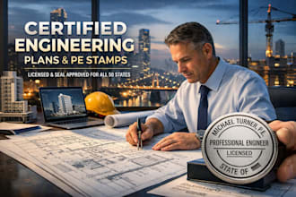 provide licensed architect structural engineer USA pe stamp for permit mi ma ct