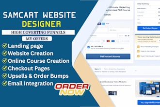 build samcart thrivecart sales funnel design landing page online course website