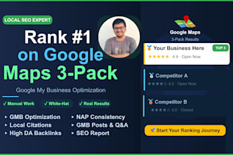 do local SEO to rank your google my business on maps and 3 pack