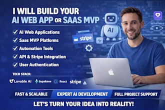 build lovable ai website, lovable dev web app or saas mvp with supabase