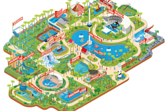 design festival map and isometric event map illustrations