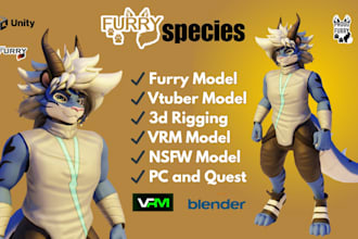 create custom vrchat avatar for pc and quest, anime or furry model