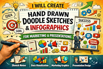 create hand drawn doodle sketches, infographics for marketing and presentations