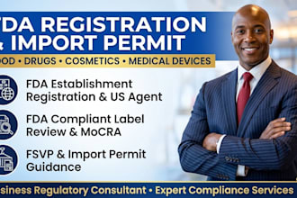 do fda registration, fda label review, us agent, and fda import permit complianc