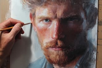 make artistic oil painting on oil canvas