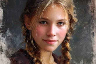 make artistic oil painting on oil canvas