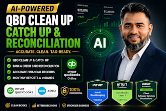 do ai powered qbo clean up, catch up bookkeeping and bank reconciliation