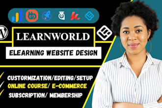setup and design learnworlds online course site wix, teachables kajabi site