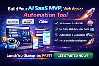 be your bubble io, adalo, glide, web app, no code automation tool saas developer