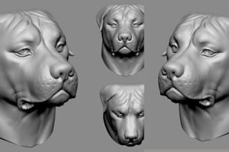 sculpt realistic 3d dog pet bust model creature design stl file for 3d printing