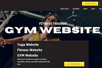 build modern gym website, yoga studio or fitness website in wordpress, wix