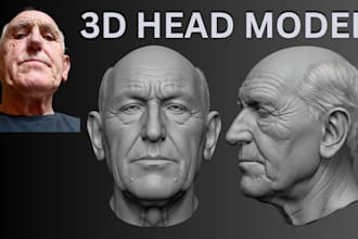 sculpt 3d head model, 3d modelling, 3d face, bust, mask, scan from 2d photo