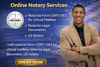 notarize form usps 1583 for virtual mailbox notarize legal document, US notary