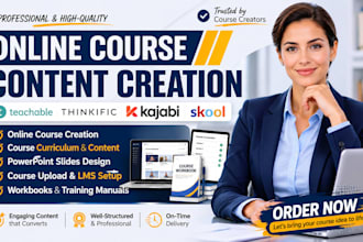 create online course content, curriculum, workbook and elearning course material