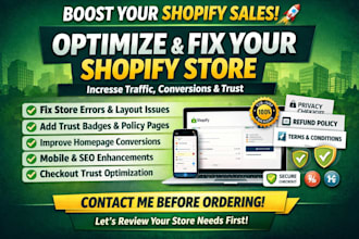 fix your shopify store increase your store sales, add trust badges policy pages