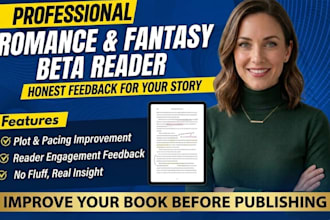 be your romance beta reader and fantasy beta reader with honest feedback