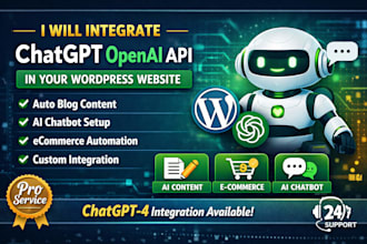 integrate chatgpt openai API in wordpress website for auto blogs and ai chatbot