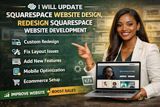 update squarespace website design, redesign squarespace website development