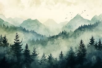 draw a watercolor landscape illustration