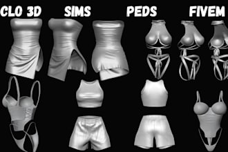 create 3d clothing mesh for second life, vrchat, sims, y2k fashion, sansar