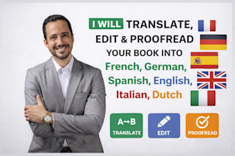 translate proofread edit book into french german spanish english italian dutch
