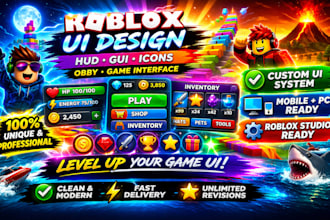 design roblox game UI hud icons interface roblox obby and immersive UX system