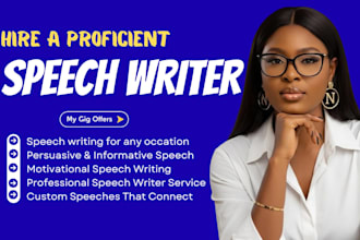 do persuasive speech writing for wedding speech, business, motivational speech,