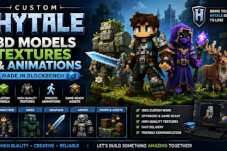 create custom hytale 3d models, textures and animations