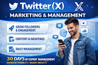be your x twitter marketing manager and grow followers engagement