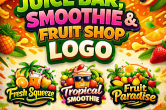 design a vibrant juice bar, smoothie, and fruit shop logo