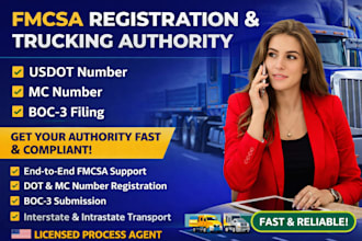 handle your fmcsa compliance usdot mc number and boc3 filing