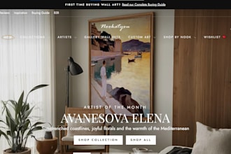 build an art gallery website, artist portfolio, wall art painting website