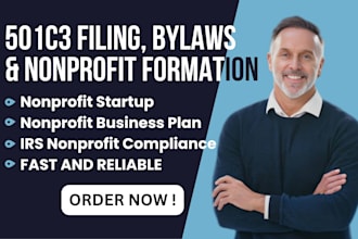 handle 501c3 application, form 1023 ez, 990, ein and nonprofit registration