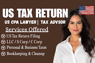 prepare and efile US tax returns for personal, llc, s corp, c corp,  bookkeeping