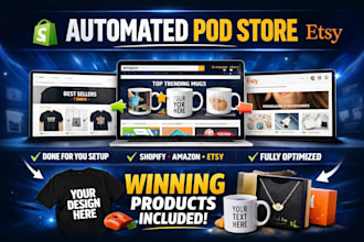 do automated print on demand store with winning products on shopify amazon etsy