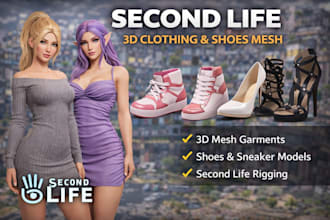 do second life avatar 3d clothes mesh for second life garment, shoe, sneaker rig